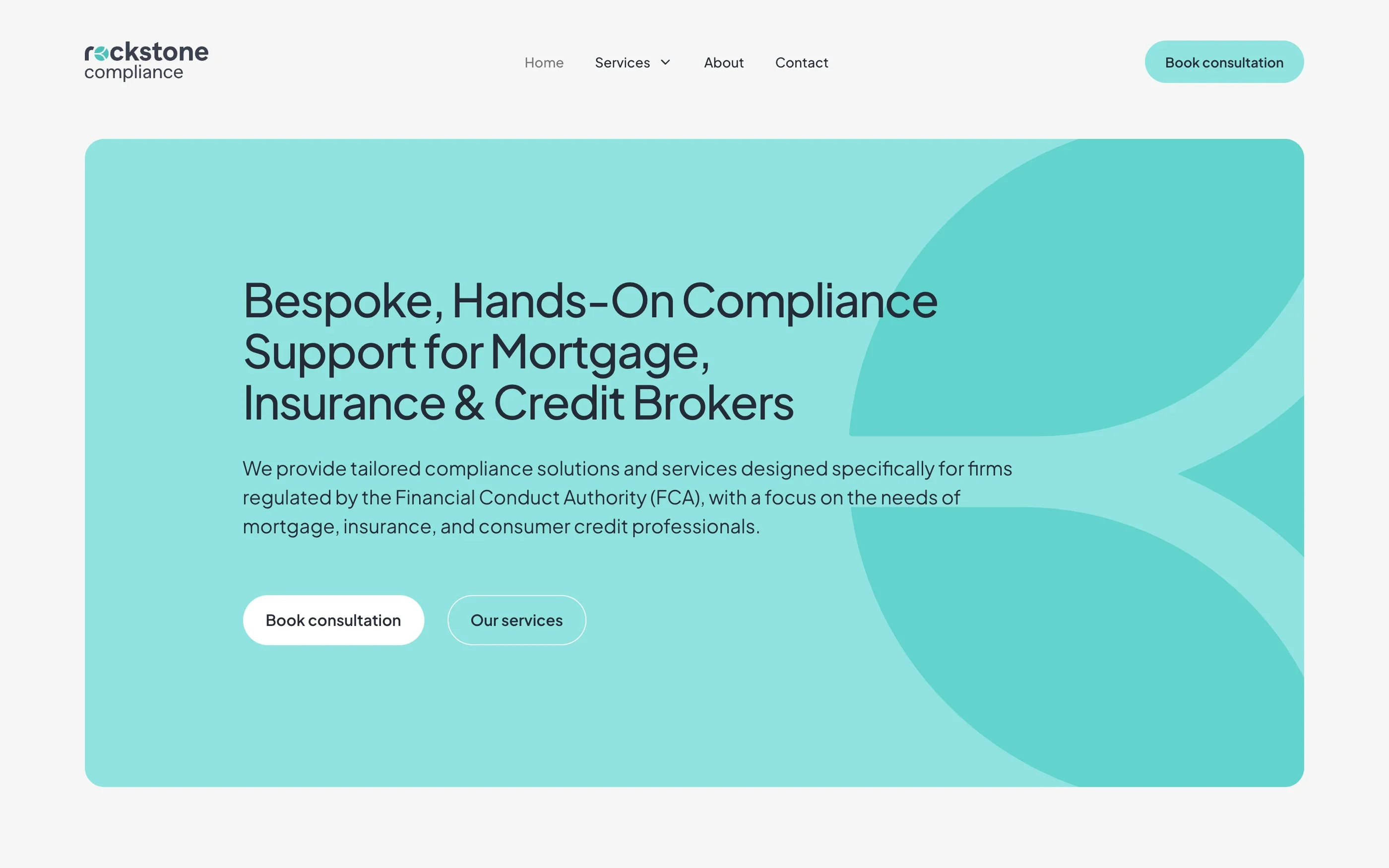 The Rockstone Compliance home page on desktop