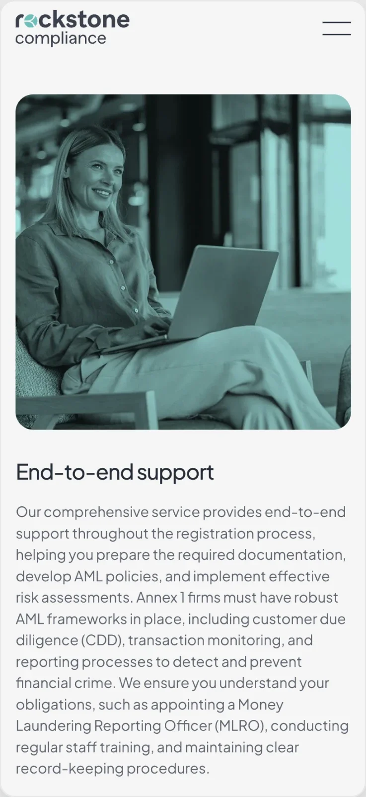 The end-to-end support section on a phone