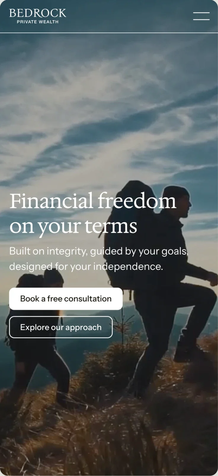 The home page hero on a phone