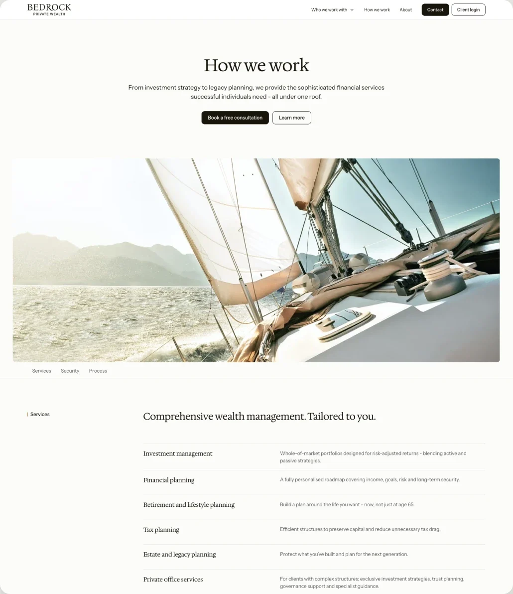 The 'How we work' page on desktop