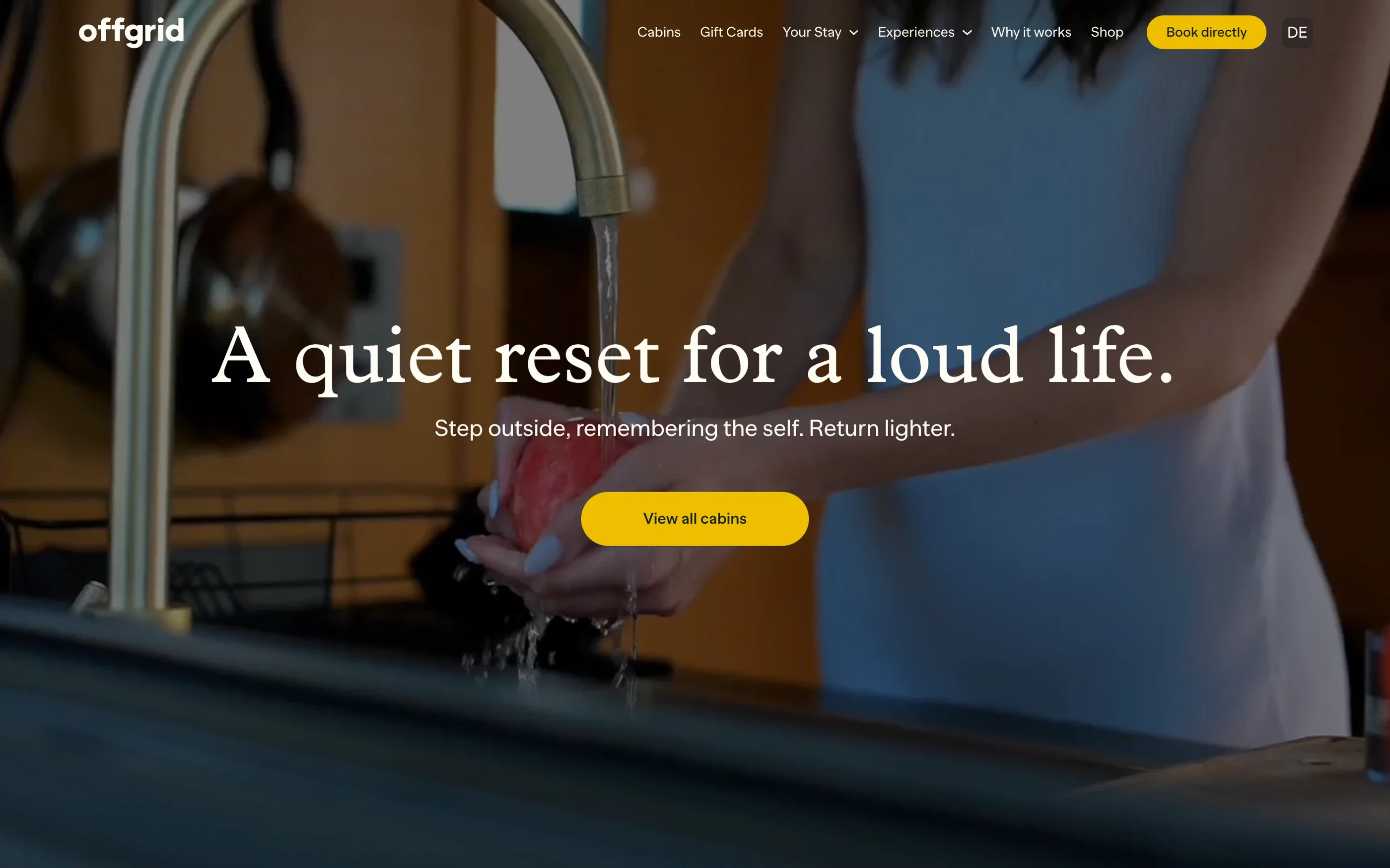 The Offgrid home page on desktop