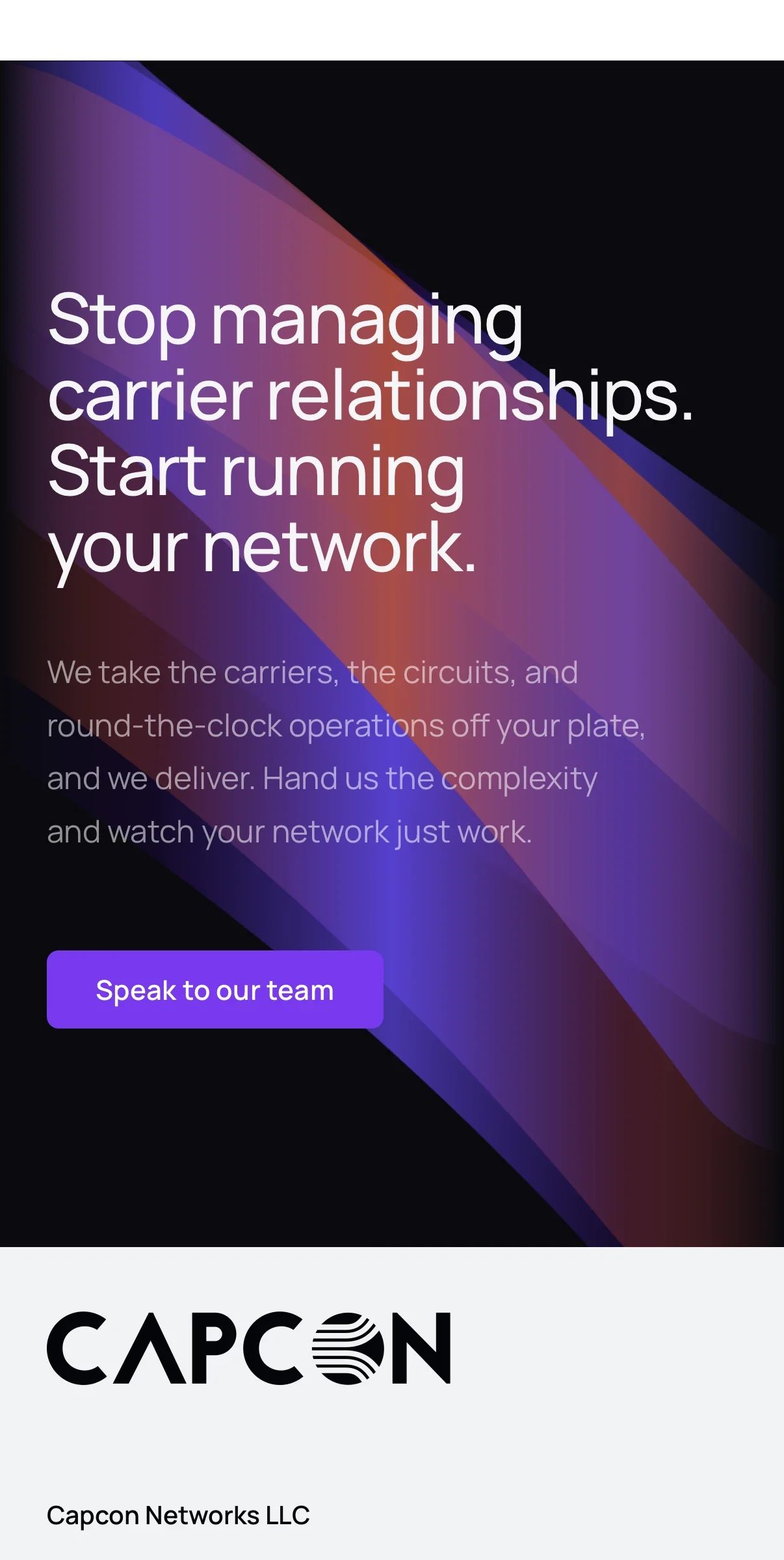 The closing call to action and footer on a phone