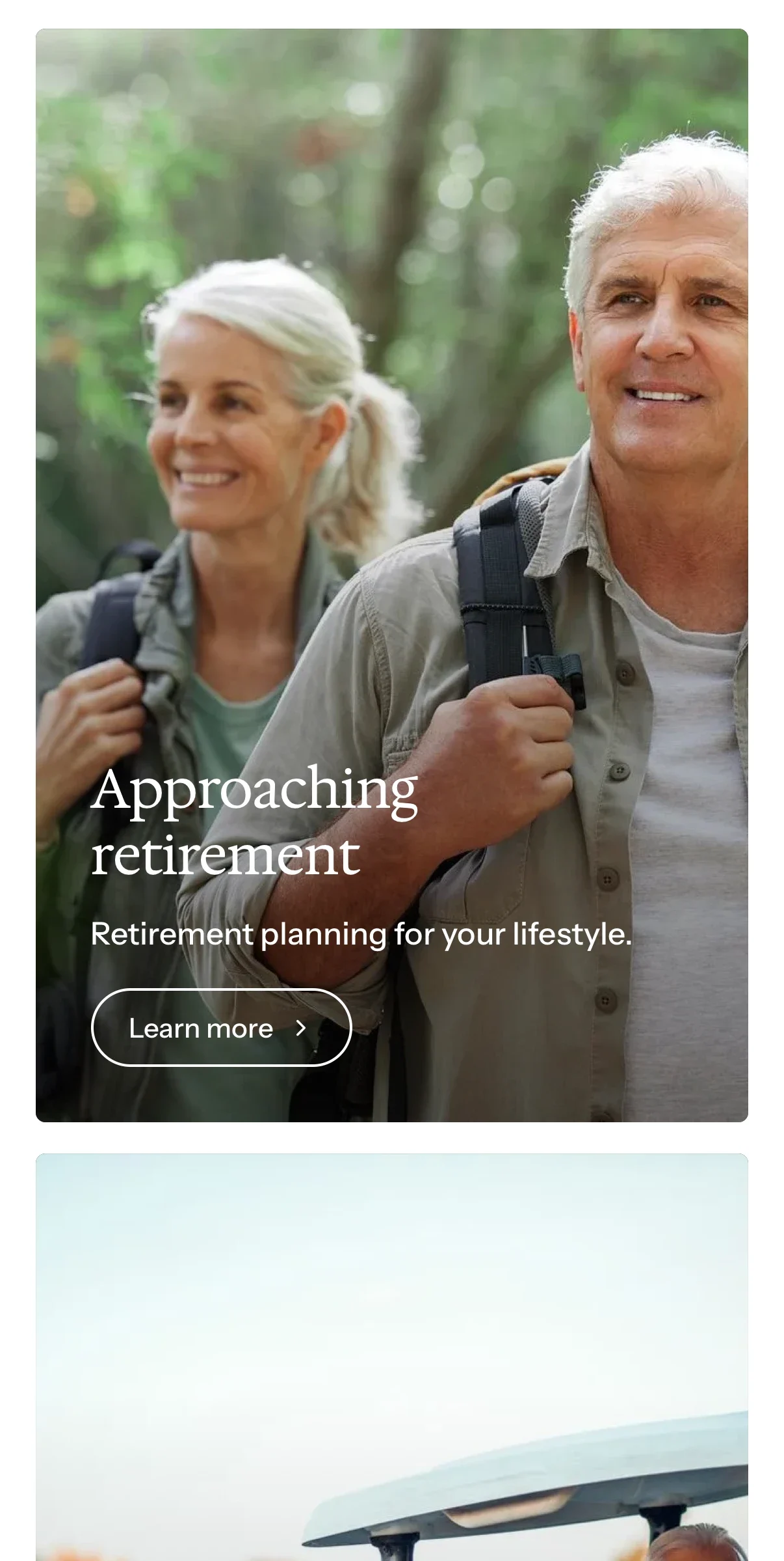 'Approaching retirement: Retirement planning for your lifestyle', over a couple out walking, on a phone